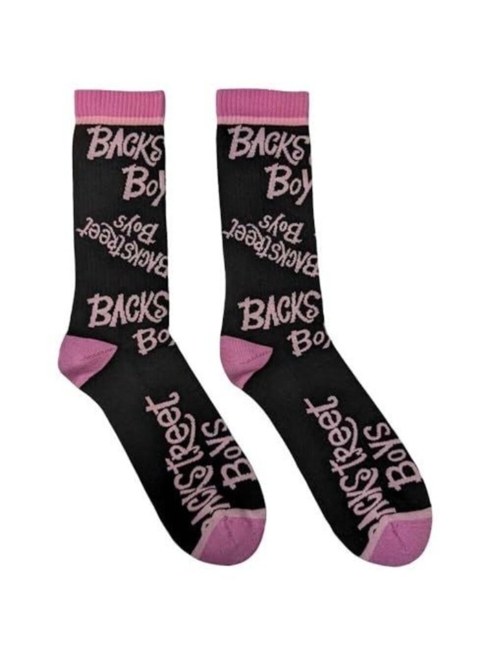 Backstreet Boys Black & Pink Crew Socks UK 7-11 EU 40-45 80% Cotton
